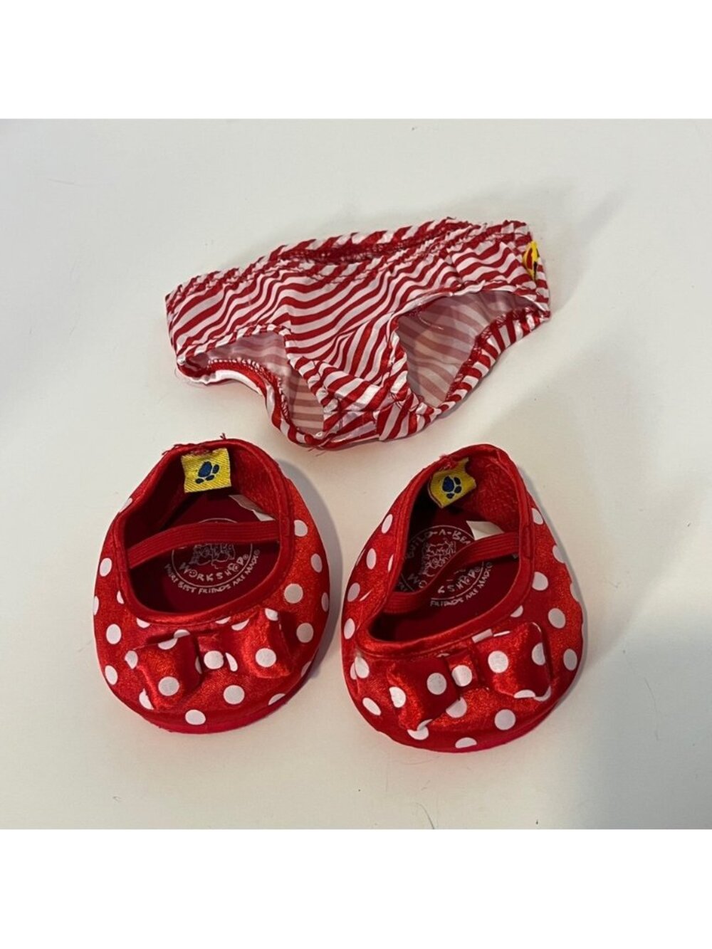 5/$35 Build A Bear BABW Striped Under Wear Polka Dot Shoes Red and White Set